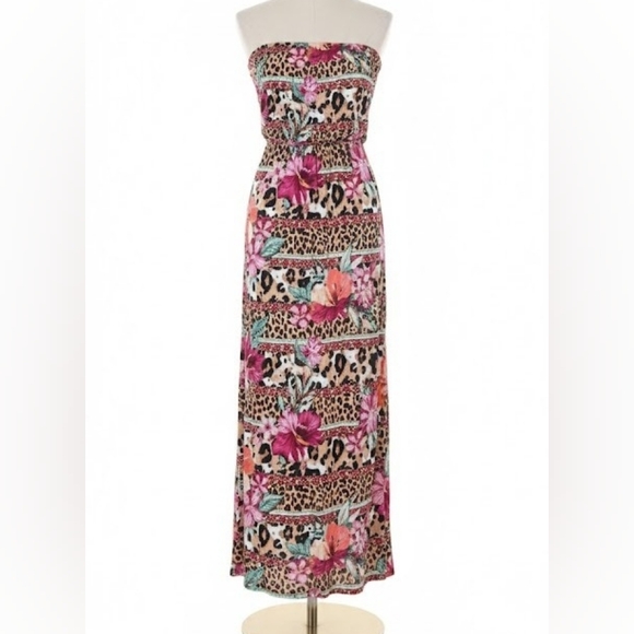 Lascana For Venus Dresses & Skirts - Lascana for Venus Strapless Maxi Dress Large Floral Animal Print Pockets EUC